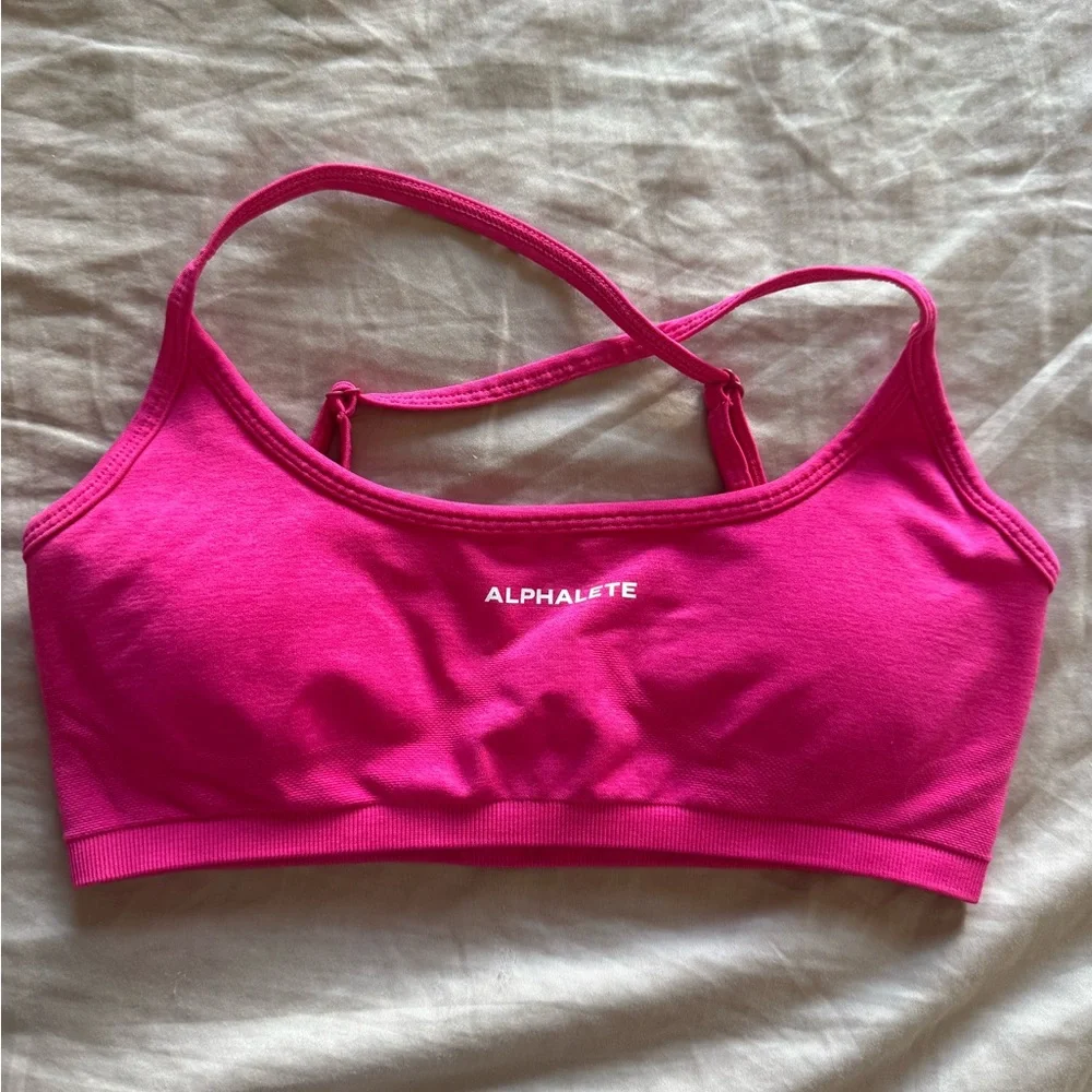 Alphalete Amplify Open Back Sports Bra in Bloom - Picture 1 of 4